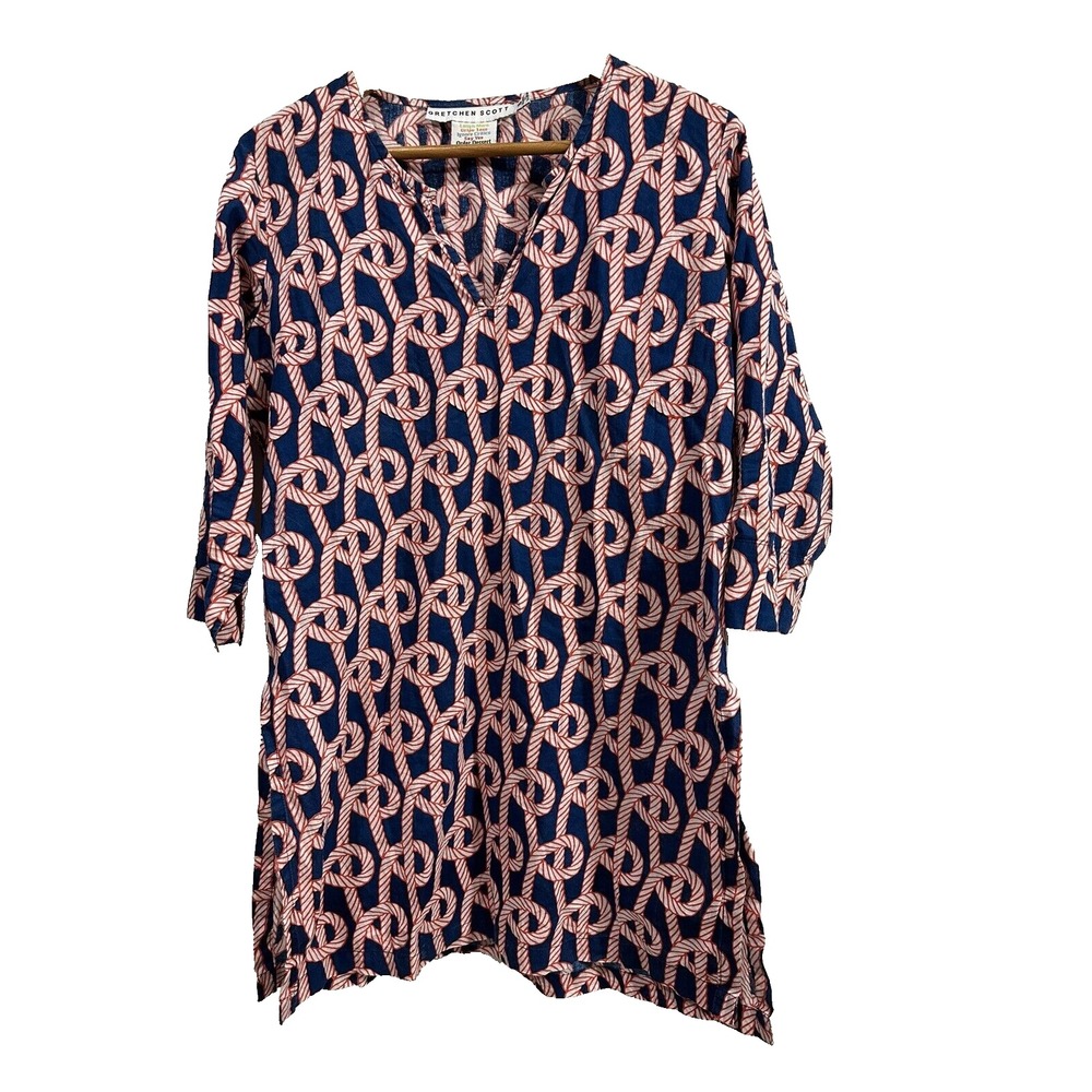 GRETCHEN SCOTT  Women's Blue red white MOMMY`S TUNIC Bowline Cover Up/Tunic SZ S